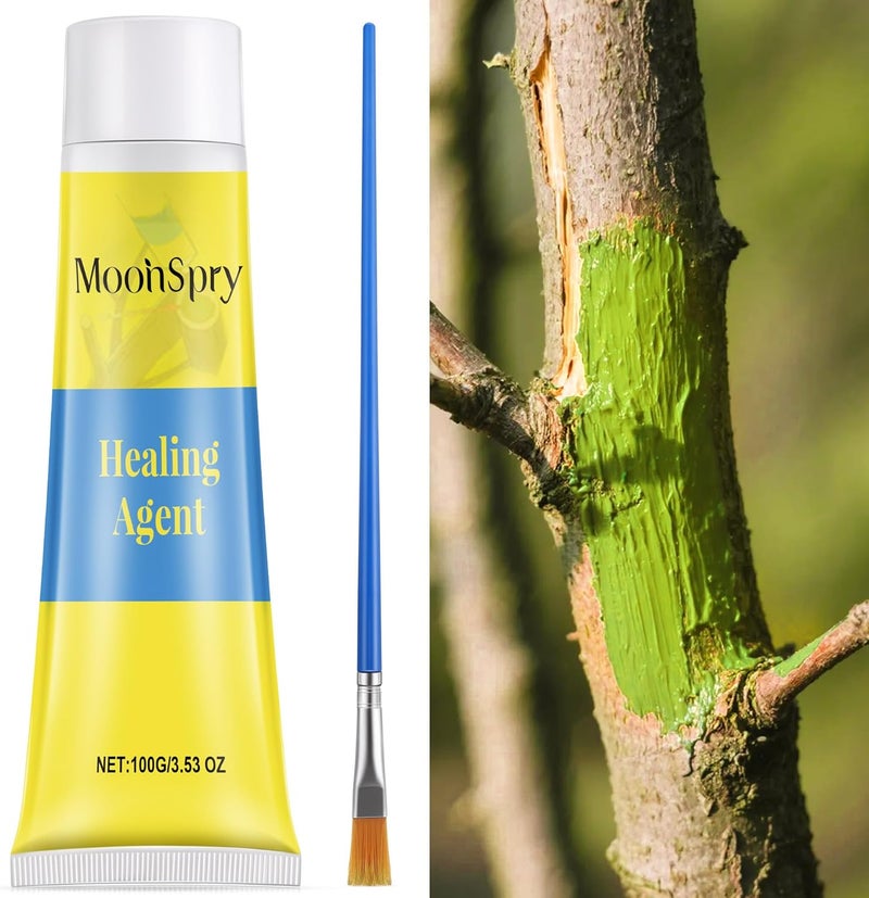 Threlaco Tree Wound Pruning Sealer, Bonsai Wound Sealer Healing Paste, 100g Plant Cutting Dressing with Brush, Tree Grafting Supplies, Bonsai Cut Paste, Quick Recovery of Plants - Image 1